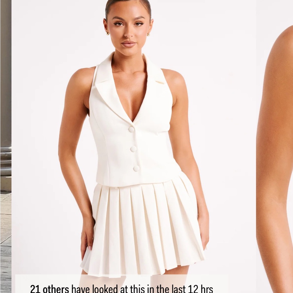 Meshki white bridal set Twyla pleated skirt and mura vest